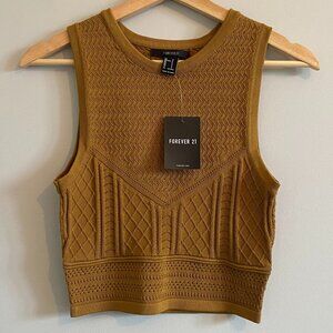 NWT Forever 21 Mustard Yellow Knit Cropped Tank Top